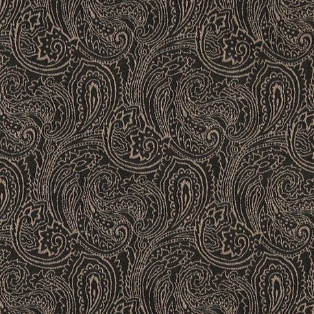 Black, Traditional Abstract Paisley Designed Woven Upholstery Fabric By The Yard