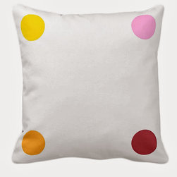 Tomova Jai Designs - White And Colorful Polka Dots Decorative Pillow - Decorative Pillows