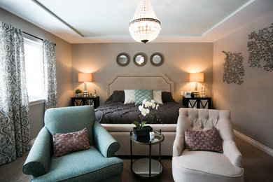 Example of a transitional bedroom design in Detroit