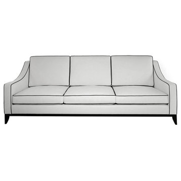 Transitional Slope Arm Cierra Sofa in White Performance Velvet