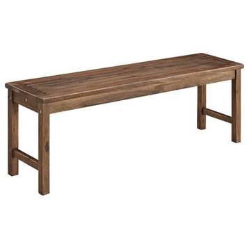 Pemberly Row Acacia Wood Patio Bench in Brown