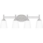 Quoizel - Quoizel BLG8628BN Billingsley 4 Light Bath Light - Brushed Nickel - The Billingsley is a clean, transitional collection. Its thin, twin support frame elevates the simple silhouette, while classic accents easily coordinate with a variety of home decor styles. Complemented by etched glass shades, all fixtures are available in your choice of brushed nickel or old bronze finish.