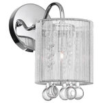 CWI Lighting - Water Drop 1 Light Bathroom Sconce With Chrome Finish - Give your bathroom a whole new look with this Water Drop 1 Light Wall Sconce. This single-bulb vanity light is offered in three shade colors: silver, white, and black. To create a subtle ambiance in a compact powder room, pick the white shade with clear crystals. To infuse a luxe factor, choose the silver shade. For a hint of drama, consider getting the Water Drop 1 Light Wall Sconce with black shade.  Feel confident with your purchase and rest assured. This fixture comes with a one year warranty against manufacturers defects to give you peace of mind that your product will be in perfect condition.