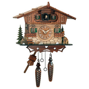 Mushroom and Water Pump River City Clocks One Day Cuckoo Clock Cottage with Tree