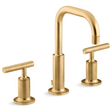 Kohler Purist Widespread Bathroom Sink Faucet, Lever Handles/Gooseneck, Brass