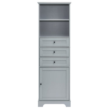 Gewnee White Tall Storage Cabinet , Grey