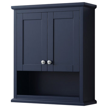 Avery Over-the-Toilet Wall-Mounted Storage Cabinet, Dark Blue With Chrome Trim