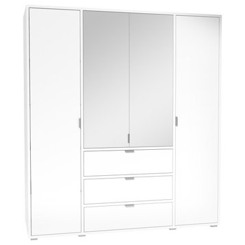Shaker 71" Wardrobe cabinet, White With Glass door