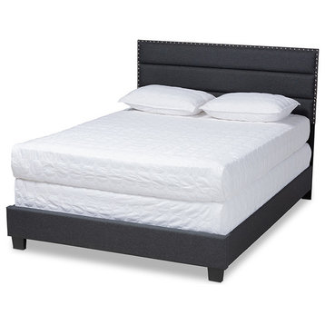 Ansa Modern and Contemporary Dark Gray Fabric Upholstered Queen Size Bed