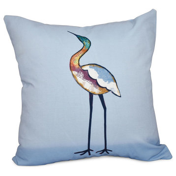 Bird Fashion, Animal Print Pillow, Blue, 16"x16"