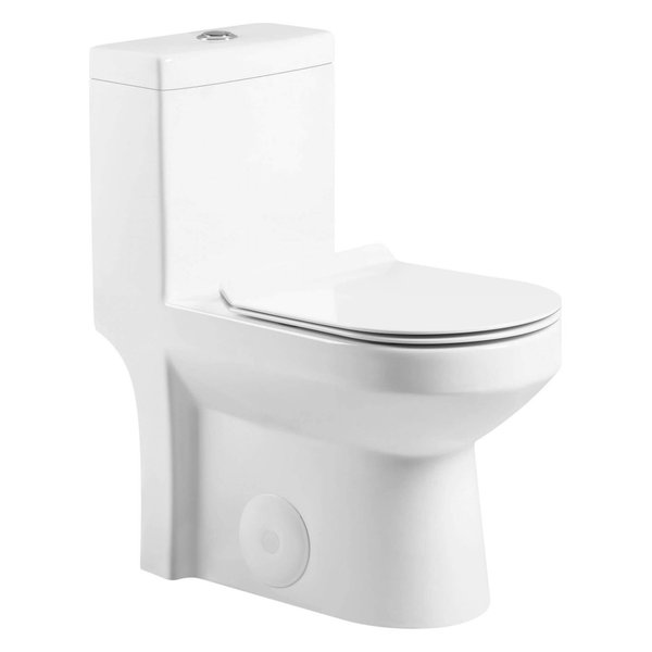 Fine Fixtures Dual-Flush Round One-Piece Toilet, Seat Included, 12