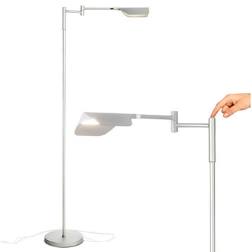 Brightech Leaf - Adjustable Pharmacy LED Floor Lamp for Reading & Crafts, Platin