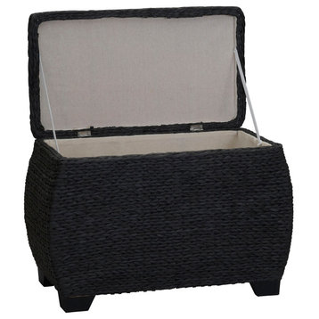 Large Curved Woven Storage Chest, Liner, Paper Rope