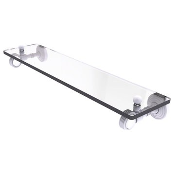 Pacific Grove 16" Glass Shelf with Groovy Accents, Matte White