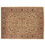 Bareens Designer Rugs - Agra Pak Persian Elanor Beige/Red Wool Rug - 9'1'' x 12'0'' - Designed with mesmerizing intricacy and gorgeous color palette, this hand-knotted masterpiece demonstrates the beauty and electrifying thrill of Pak Persian art. These meticulously hand-knotted Pak-Persian rug is made with pure wool and features breathtaking traditional, transitional, and tribal designs in bold luxurious color pallets. Known for their intricate designs these rugs are a reproduction of Persian rugs, made in Pakistan with unique Mughal designs. Made by master weavers using the same Persian texture, design and dying technique, we wanted to produce the most significant manifestation of Persian art, life, and culture. This rug is most famous for its exceptional quality, incredible designs, patterns, and vibrant rich color. Pak-Persian rugs made with Persian weave with high knot counts, which enables the high intricacy and detail found in the patterns are also referred to as "State of art", each color adds a rich beautiful detail in the artwork of this rug. The design, color, and beautiful chromatic composition with a vibrant sheen with intricate designs, exude beauty, elegance, and quality make this rug a masterpiece of its own.
