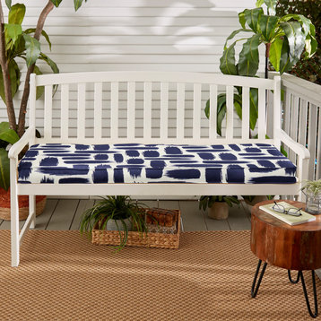 Blue Graphic Outdoor Bench Cushion, 45x18x2