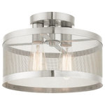 Livex Lighting - Livex Lighting 46217-91 Industro - Two Light Semi-Flush Mount - Canopy Included: Yes  Shade IncIndustro Two Light S Brushed Nickel BrushUL: Suitable for damp locations Energy Star Qualified: n/a ADA Certified: n/a  *Number of Lights: Lamp: 2-*Wattage:60w Medium Base bulb(s) *Bulb Included:No *Bulb Type:Medium Base *Finish Type:Brushed Nickel