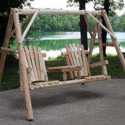 White Cedar Tete-A-Tete Yard Swing - Patio Furniture And Outdoor Furniture