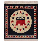 Bareens Designer Rugs - Tribal Bokhara Republic Beige/Blue Wool Rug - 1'6'' x 1'6'' - Decorate your home with this one-of-a-kind luxuriously hand-knotted Bokhara rug. Designed with mesmerizing intricacy and gorgeous color palette, this masterpiece is defined by symmetrical patterns of repeated oval and diamond-shaped motifs. Handmade in a versatile intricate pattern in a unique color combination, this rug is most popular for its soft, luxurious feel, heavy pile, attractive colors, appearance, durability, and affordability. Made with finest handspun New Zealand wool in a unique octagonal motif also referred to as Elephant�s foot. The luxurious wool construction with a transitional geometric design meshes with classic to contemporary decors seamlessly.