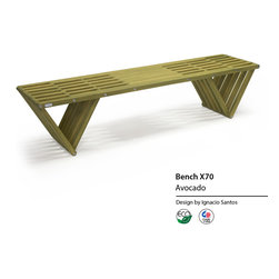 Backless solid Wood Modern Design Bench 70 by GloDea - Indoor Benches