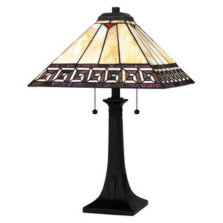 Tiffany 2-Light Table Lamp, Matte Black - Craftsman - Table Lamps - by  Lampclick