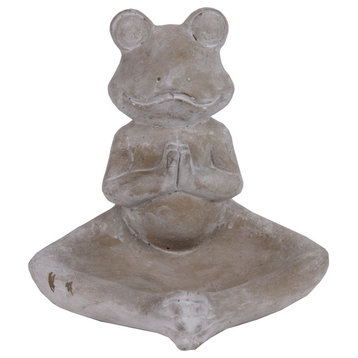 Meditating Frog Figurine in Namaskara Position With Candleholder