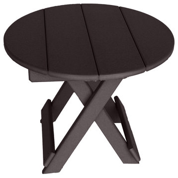 Phat Tommy Round Folding Side Table, Brown