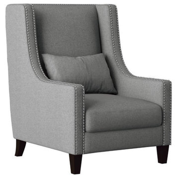 Lexicon Keller Upholstered Wingback Chair in Light Gray