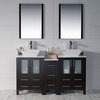 Sydney 60" Double Vanity Set With Vessel Sinks and Mirrors, Espresso