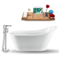 Streamline 59" Freestanding Tub, Faucet and Tray Set, H-120 Faucet