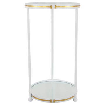 Adarsh Champagne& Gold Side Table, White & Gold End Table