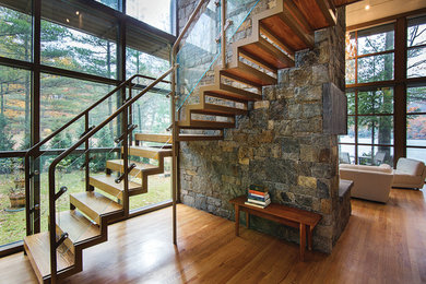 Staircase - rustic staircase idea in Boston