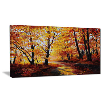 "Forest in Autumn" Landscape Canvas Artwork, 32"x16"