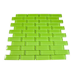 1x3 Grass Green Glossy Subway Glass Mosaic Tiles - Home Accessories & Decor