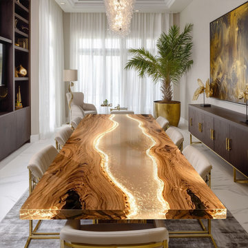 Making a Statement: Walnut and White Epoxy Dining Table for Luxury Interiors