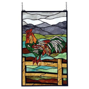 Meyda Lighting 69398 19"W X 31"H Rooster Stained Glass Window