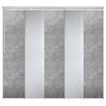 Dappled Iron-Poppy 5-Panel Track Extendable Vertical Blinds 58-110"x94"