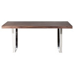 Pangea Home - Liana Dining Table, Walnut - Simple yet modern dining table with high polished metal legs. Sits up to 6. May also be used as a large office desk.