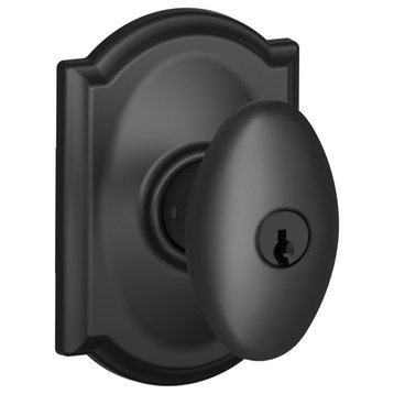 Schlage F51A-SIE-CAM Siena Keyed Entry Single Cylinder Door Knob - Matte Black