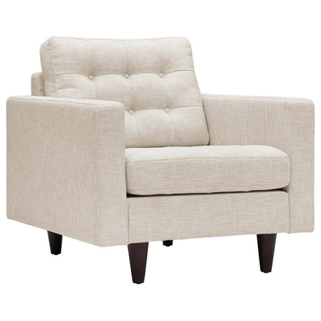Empress Upholstered Fabric Armchair, Beige