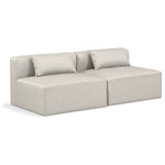 Meridian Furniture - Cube Upholstered Modular Sofa, Cream, 2-Piece: 2 Armless Chair, Vegan Leather - Elevate your space with the luxurious Cube Vegan Leather Modular Sofa. This modular sofa exudes modern elegance, charm, and comfort making it a perfect addition to any contemporary living space. Its clean lines and cube shape are reminiscent of minimalist design, while the plush cream vegan leather upholstery adds a touch of luxury and sophistication. The chair's versatile construction and geometric aesthetic seamlessly integrate into various design styles, from sleek living rooms to chic home offices, embodying the essence of modern design and creating a sense of order and tranquility in your space.