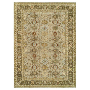 Gray/Brown Hand Knotted Karajeh Design Tribal Medallions Oversize Rug, 12'x18'