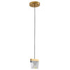 Brass Iron LED Single Pendant Lighting With A Clear Crystal Accent
