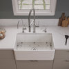 ABF3018 30" White Thin Wall Single Bowl Smooth Apron Fireclay Kitchen Farm Sink