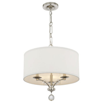 Crystorama 8005-PN 3 Light Mini Chandelier in Polished Nickel with Silk