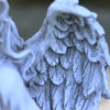 16.5" Stone Gray Angel Decorative Outdoor Garden Bird Feeder Statue