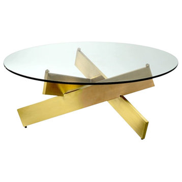 Bella Round Coffee Table, Polished Gold Steel