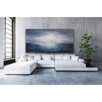 36x72" Blue coastal painting Large Modern contemporary beach art MADE TO ORDER