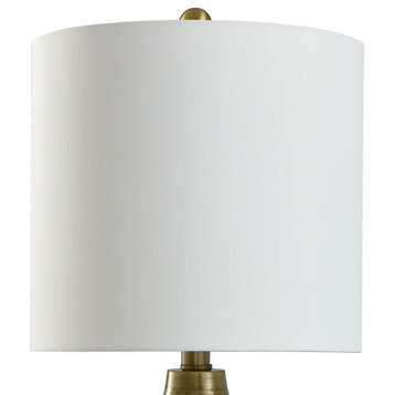 Crown Table Lamp, Gold Finish, White Hardback Fabric Shade