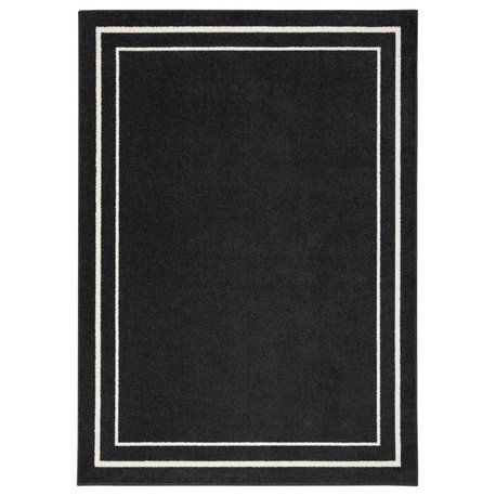 Nourison Essentials 9' x 12' Black Ivory Contemporary Area Rug